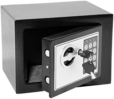 Alondy Digital Steel Deposit Box Safe Electronic Security Home Office Money Cash Jewelry Safety Box Valuables Storage Boxes (4.6L, Black(A))