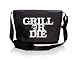 Produktbild GRILL OR DIE® Grilltasche  Messenger Bag schwarz mit weissen Aufdruck in Premium-Qualität  BBQ Grill Zubehör passt ideal zu Grillschürze (TASCHE 13", Schwarz)