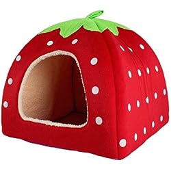 iTemer 1 Pieza Suministros para Mascotas Forma de Fresa pequeña Mascota Perrera casa de Dormir Mascota Gato casa Perrera