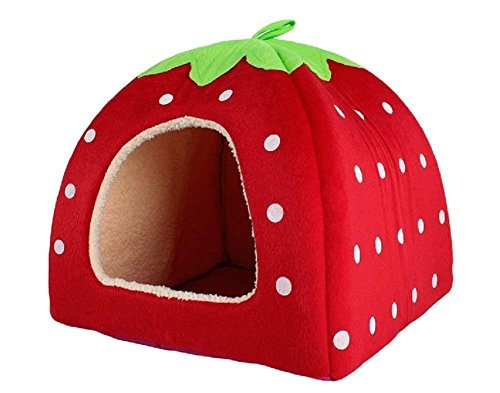 iTemer 1 Pieza Suministros para Mascotas Forma de Fresa pequeña Mascota Perrera casa de Dormir Mascota Gato casa Perrera