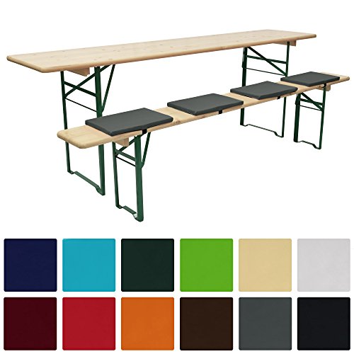 Beautissu® 4er Set Comfort XS gepolsterte Bierbankkissen 25x36x2 cm Kissen Sitzkissen mit Befestigungsband - anthrazit
