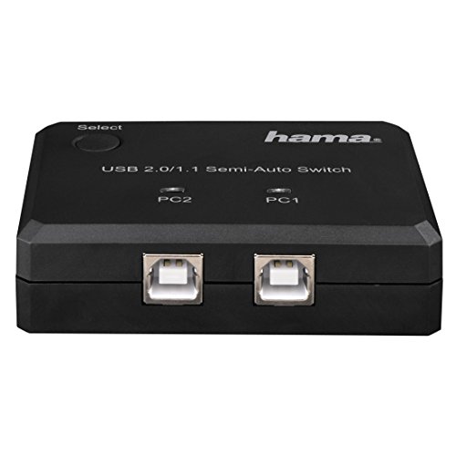 Hama USB-Datenumschalter (2 PCs, Notebooks, Laptops, an 1 USB Gerät Drucker, Scanner, externe Festplatte, USB-Hub, Kartenleser, u.v.m. anschließen, Hot-Key Funktion, unterstützt USB 2.0 und 1.1, ohne Treiber) schwarz - 2