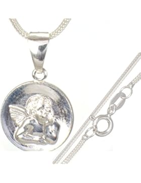 Kommunion Taufe Kinderschmuck Schutzengel-Anhänger mit 40 cm Silberkette aus 925er Silber#559