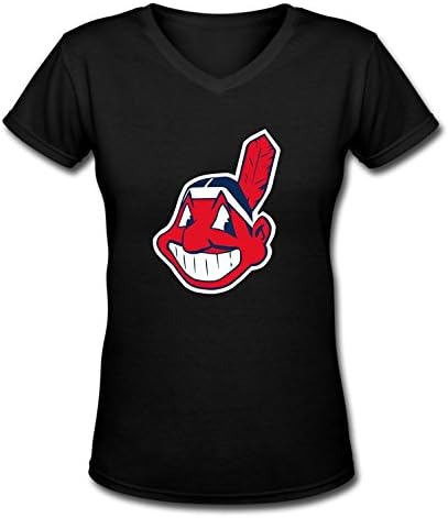 Golden dosa Cleveland Indians Logo V Neck T Shirt for Women Black