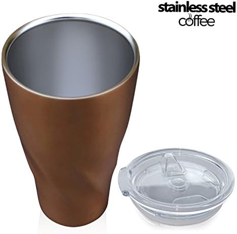 Stainless Steel Coffee Travel Tumbler - Double Wall, Copper Vacuum Insulated Mug, Cup - Made in USA Tritan Swivel Lid - 20 oz, Bronze