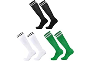 SKHAOVS 3 Pairs Kids Football Socks, Boys Girls Soccer Socks Sports Socks Trainer Socks, Childrens Long Football Socks Hockey Rugby Socks, Breathable Running Socks for Aged 5-12