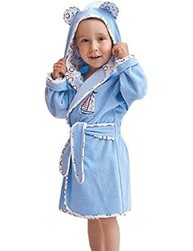 Aquarti Kinder Bademantel mit Kapuze und Ohren Mädchen Baumwolle Frottee Kapuzebademantel Jungen