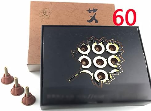 Mini Moxa Moxibustion Stick with Self-Adhesive Roll Box Smokeless Burner Holder Pure Mild Therapy Recuperate Base 60 PCS
