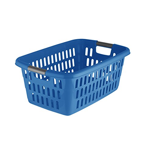 axentia Wäschekorb Plastik, stapelbar – Wäschesammler eckig – Wäschewanne Kunststoff fürs Bad – Wäschekiste in Grün, Lila & verschiedenen Farben – Wäschetragekorb 60 l - 4