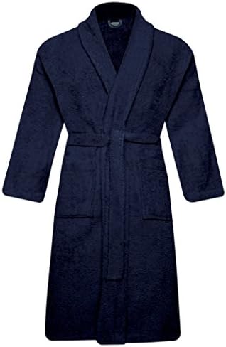 Luxury Mens &amp; Ladies 100% Cotton Terry Toweling Adult Shawl Collar Bath Robe Dressing Gown Bathrobe With Belt (S / M, SLATE)