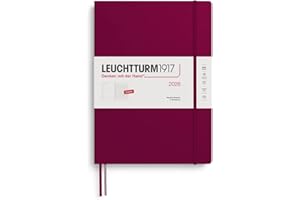 LEUCHTTURM1917 372641 agenda semanal y cuaderno de notas Master (A4+) 2026, Port Red, Inglés