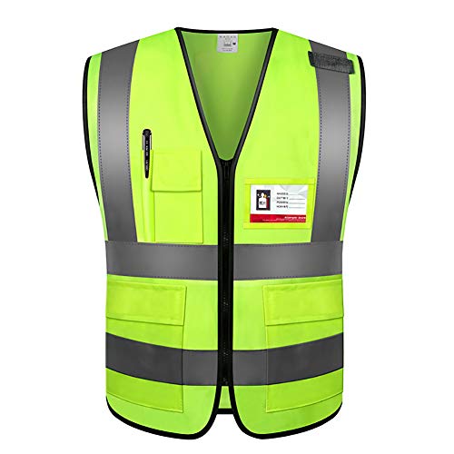 Preisvergleich Produktbild Warnweste Neon Gelb 360 Grad Gut Sichtbar Reflektierende Sicherheitsweste,hochreflektierende und atmungsaktive sichtbare gelbe Warnweste mit Paketen und Reißverschluss für Damen Herren Erwachsene (M)
