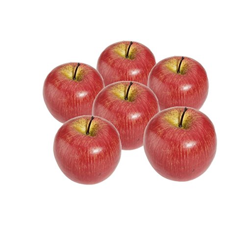 TOOGOO (R) 6 Stueck Dekorativer Kuenstlicher Apfel Kunststoff Obst Imitation Hause Dekoration - rot