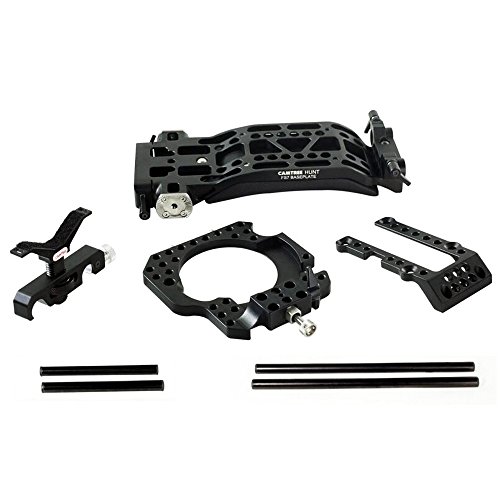 CAMTREE Hunt Professional CNC Aluminum Camera Cage for Sony PXW-FS7 with Shoulder Support Pad, Top/Base Plate, Lens Support & 15mm Rail Rod System (CH-FS7-C)