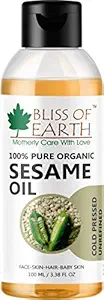 Bliss of Earth? 100% Organic Sesame Oil 100ML. Coldpressed & Unrefined