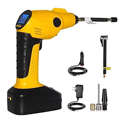 YOTG Tyre Inflator Cordless Car Tyre Pump Air Compressor Portable Digital LCD Display 120PSI 2000mAh Lithium Rechargeable Battery AC/DC 20Litres/Min for Car Bicycle Balls Swimming Rings Toys
