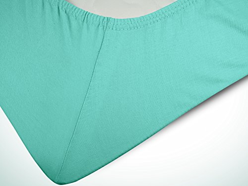 Jersey Spannbetttuch in bewährter Qualität – erhältlich in 16 modernen Farben und 5 verschiedenen Größen, 180-200 x 200 cm, türkis - 3