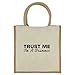Produktbild Trust Me I 'm A Drummer in schwarz print Jute Midi Einkaufstasche mit Beige Griffen und Besatz