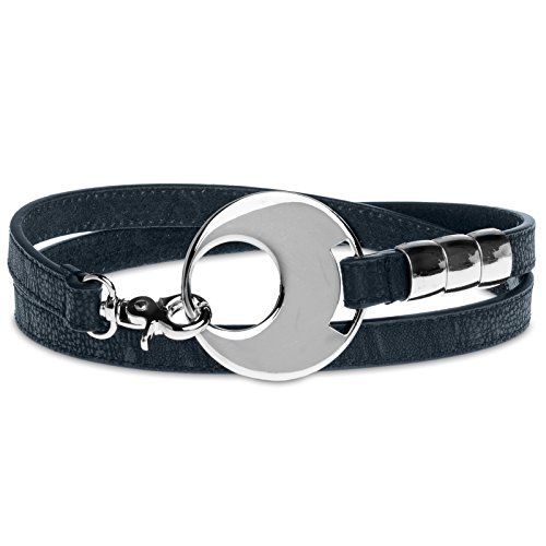 Caspar GU277 Cinturón Estrecho para Mujer con Hebilla Redonda Elegante, Tamaño:105, Color:azul oscuro - hebilla plateado