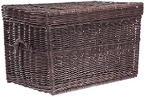 E-WICKER24 ALLES AUS WEIDE e-wicker24 Baule in Vimini Cassapanca Vintage Fatto a Mano Cesta Vimini con Coperchio Scatola Rettangolare Cesta Baule da Interno Cesta Porta Giochi Contenitore Vimini Cassapanca in Vimini