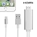 Price comparison product image AMANKA Lightning to HDMI Adapter Cable, 6.6ft 1080P HDMI Video AV Cable Connector Conversion HDTV Adapter for iPhone,iPad,iPod Models (Silver)