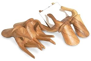 Tempelwelt Figurine Mains Support pour Cartes de Visite en Bois Wood Soar Marron-Longueur 15 cm, Pied à la Main pour chèque thekeTresen Carte