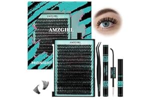 AMZGIRL LASH Kit de Extensión de Pestañas 320 Piezas, Kit de Pestañas Individuales DIY, Pegamento y Sellador para Pestañas, Removedor de Pestañas para Extensiones de Pestañas(80D, Kit D-Mix 10-16mm)