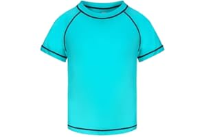 ozkzdp Boys Swim Top Rash Vest Kids Short Sleeve Quick Dry UV Swimming Top Rash Guard Swimwear for Boys