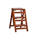 Produktbild RFJJAL Stufenhocker Klappleiter Hocker, Massivholz Blumenregal Stand-Haushalt Holzleiter Multifunktions Indoor Ascend Leiter (Farbe : Brown, größe : 3 Steps)