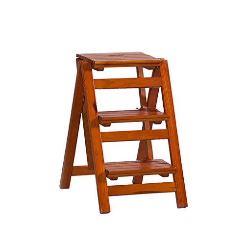 Preisvergleich Produktbild RFJJAL Stufenhocker Klappleiter Hocker, Massivholz Blumenregal Stand-Haushalt Holzleiter Multifunktions Indoor Ascend Leiter (Farbe : Brown, größe : 3 Steps)