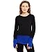 Hypernation Black and Royal Blue Round Neck Thumb Insert Cotton T-shirt For Women RS.749.00