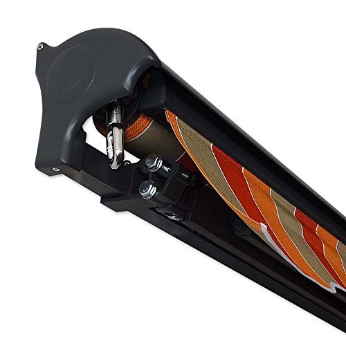 Kassetten-Markise 3 x 2,5 m orangerot-schwarz (Profilfarbe: Anthrazit) Hülsenmarkise Gelenkarmmarkise Sonnenschutz - 6