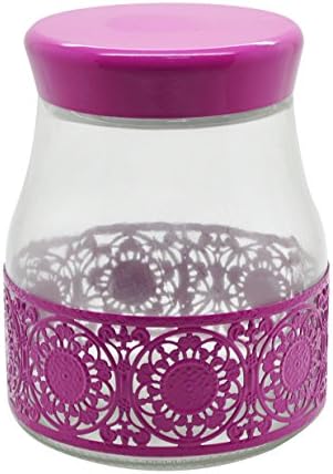 Silicone Gold Jar with Openwork, Glass, Pink, 15 x 13 x 13 cm