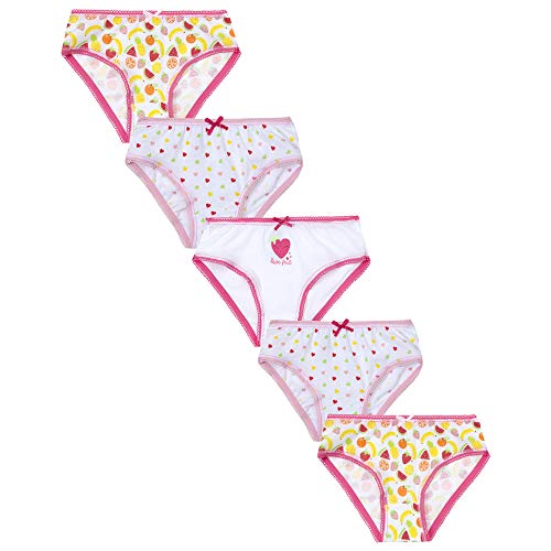 4 KIDZ Girls Five Pack Pants Briefs Knickers Underwear Three Styles 2-3 Up to 13 Years