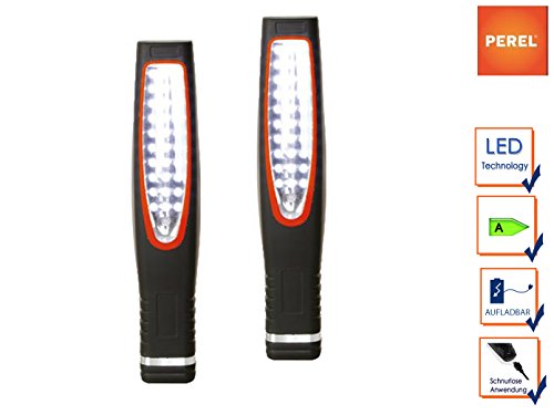 Solides 2er Set Arbeitsleuchten Handlampen mit je 30LEDs, akkubetrieben, inkl. Ladestation, ABS-Gehäuse, 430Lux