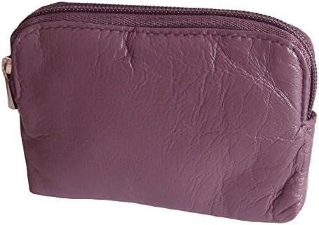 Soft Leather Zip Top Coin and Credit Card Purse (Plum)