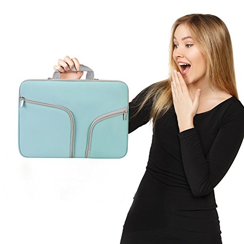 Evershop® Reißverschluss Aktenkoffer Handtaschen Hülsen Beutel Abdeckungs Fall für Macbook Air,Pro & Universal Laptop (13 Zoll,Blaugrau) - 5
