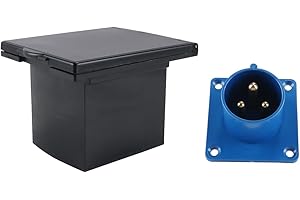 CENPEK RV Camper Conversion Accessories 16A 23A Waterproof Shore Power Inlet Socket 3-Pin Charging Outlet for Caravans Motorhomes （Black）