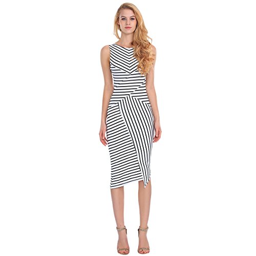 Preisvergleich Produktbild Eliacher Damen Casual Langarm gestreift Strick Kleid 6289 (L)