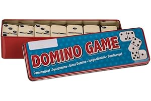 BLUECHOLON Domino mit 28 Teilen in Blechdose, klassisches Brettspiel