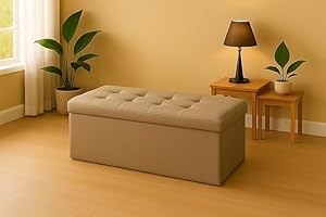 GX GARGIX Puff Pouf Contenitore Rettangolare velluto Panca Baule 76X38cm Trapuntato (DLEVV-TORTORA)