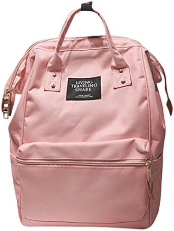 Momola Unisex Canvas Backpack Pure Color Fashion Soft Back School Travel Bag Zipper Double Shoulder Bag for Men & Women