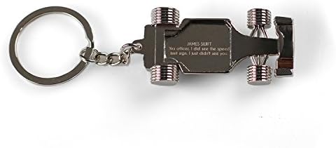 New Town Creative F1 Keychain in Polished Stainless Steel with Wooden Gift Box – Unique Engraved Gift for Petrolheads, Speedsters and Car Lovers