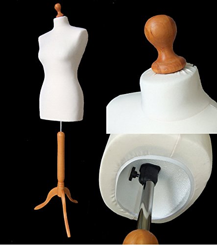 The Shopfitting Shop Schneiderpuppe, weibliche Form, Holz-Fuß mit 3 Beinen, Größe 42, Weiß - 5