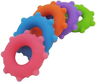 Lustre Hand Gripper Grip Silicone Ring - stress reliever Hand Therapy Exercise for Forearm Wrist and Finger Strength Training - for Men or Women Set of 5 Level Resistance MINI massage