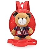 Panlom® Baby Toddler Safety Harness Backpack Lovely Bear With Rein Strap Walker-RED