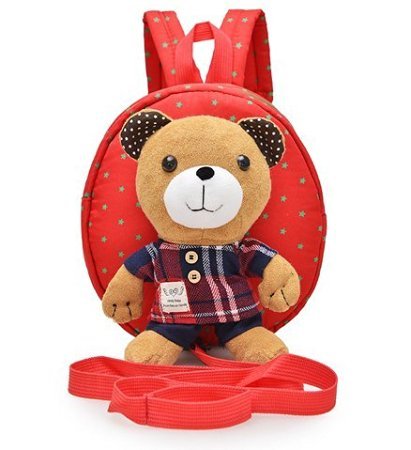 Panlom® Baby Toddler Safety Harness Backpack Lovely Bear With Rein Strap Walker-RED