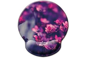 Alfombrilla de ratón con soporte para muñeca,Jahosin reposamuñecas ergonómico de espuma viscoelástica Base de goma antideslizante para computadora y oficina 25x23 redflower
