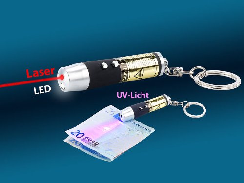 PEARL 3in1-Laserpointer mit UV-Licht und LED-Taschenlampe - 3
