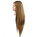 Hairdressing 50% Brown Professional Real Hair 24 Inch,CoastaCloud Training Mannequin Head Hairdresser Human Hair with Clamp